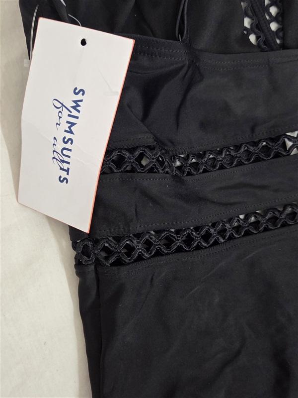 NWT Swimsuits For All 8 Open Lace V Neck Bombshell 1pc Swimwear 130060