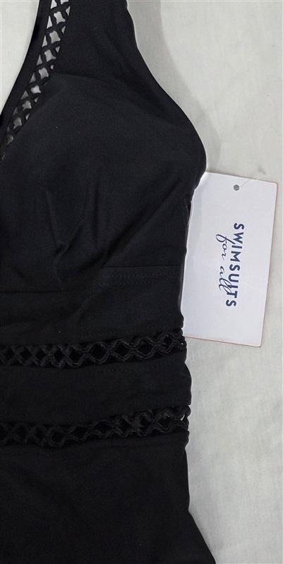 NWT Swimsuits For All 8 Open Lace V Neck Bombshell 1pc Swimwear 130060