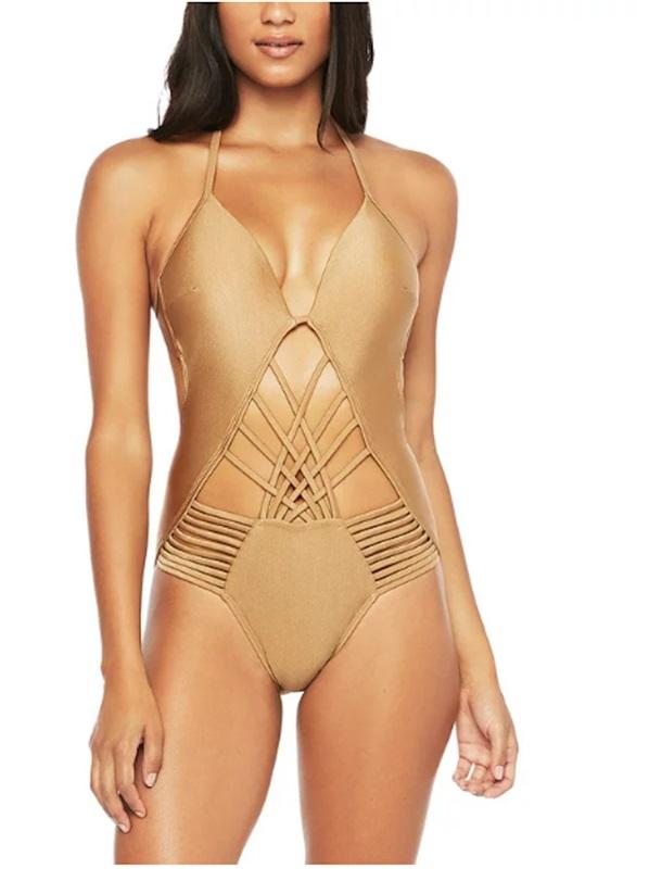 NWT Kenneth Cole S Hall Of Fame Strappy 1PC KC6K412 Swimsuit Aqua 130065