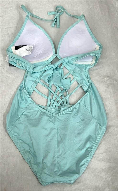 NWT Kenneth Cole S Hall Of Fame Strappy 1PC KC6K412 Swimsuit Aqua 130065