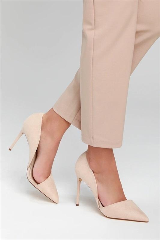 NWT Lulus Stormi D'Orsay 8 Nude Cut Out Pumps Faux Suede 130067