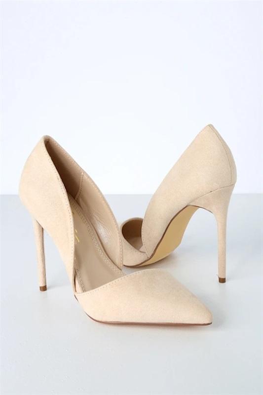 NWT Lulus Stormi D'Orsay 8 Nude Cut Out Pumps Faux Suede 130067