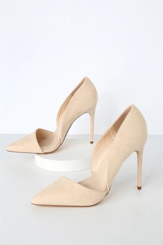 NWT Lulus Stormi D'Orsay 8 Nude Cut Out Pumps Faux Suede 130067