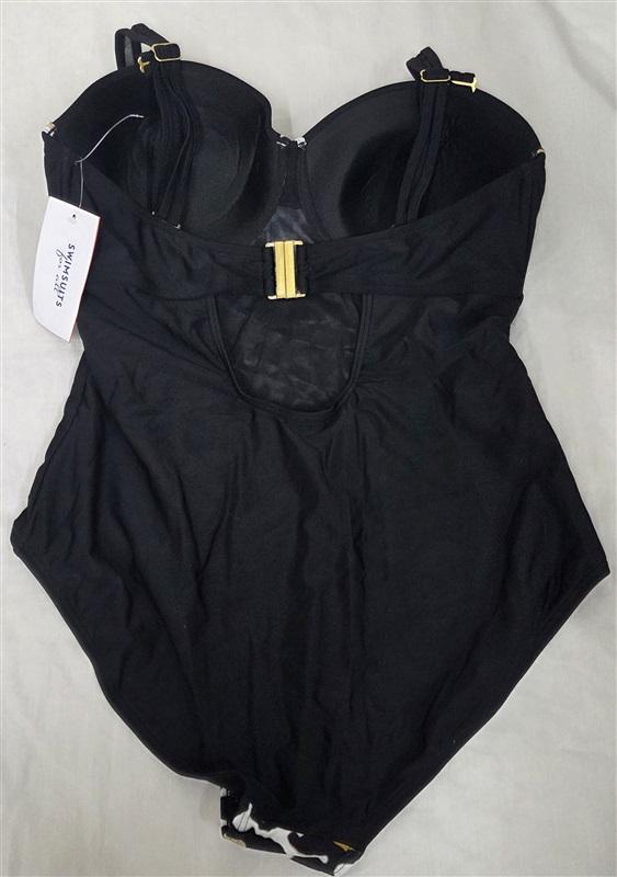 NWT Swimsuits For All 18 Ruched Underwire 1PC Swimsuit Leopard Black 130071
