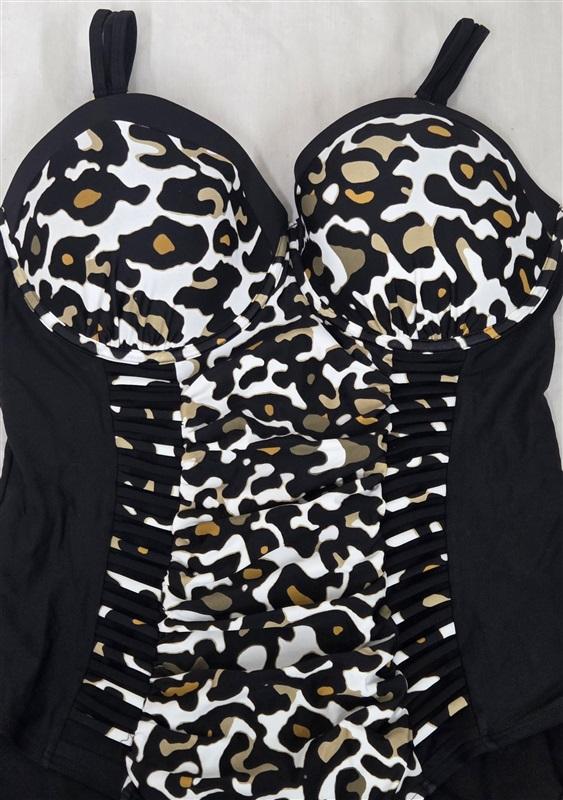 NWT Swimsuits For All 18 Ruched Underwire 1PC Swimsuit Leopard Black 130071