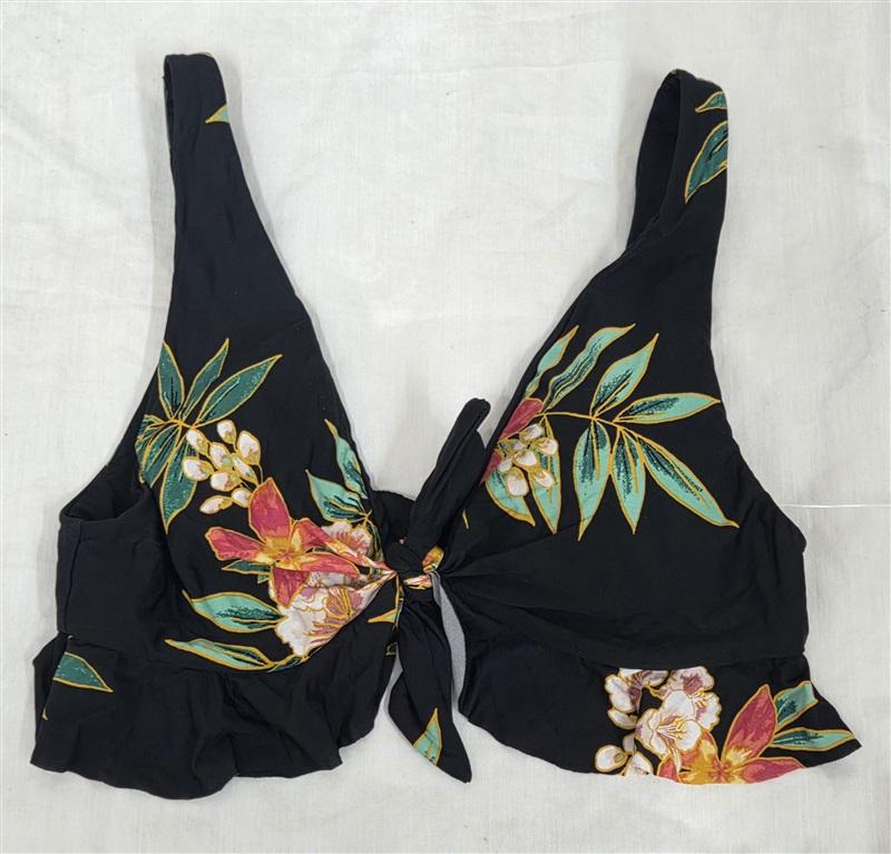 NWT Isabella Rose Islander S Black Palm Ruffle Triangle Bikini Swim Top 130072