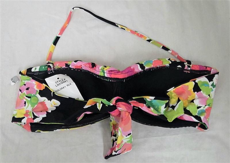 NWT Ralph Lauren 6 Watercolor Floral Bikini Swim Top Black pink 130076
