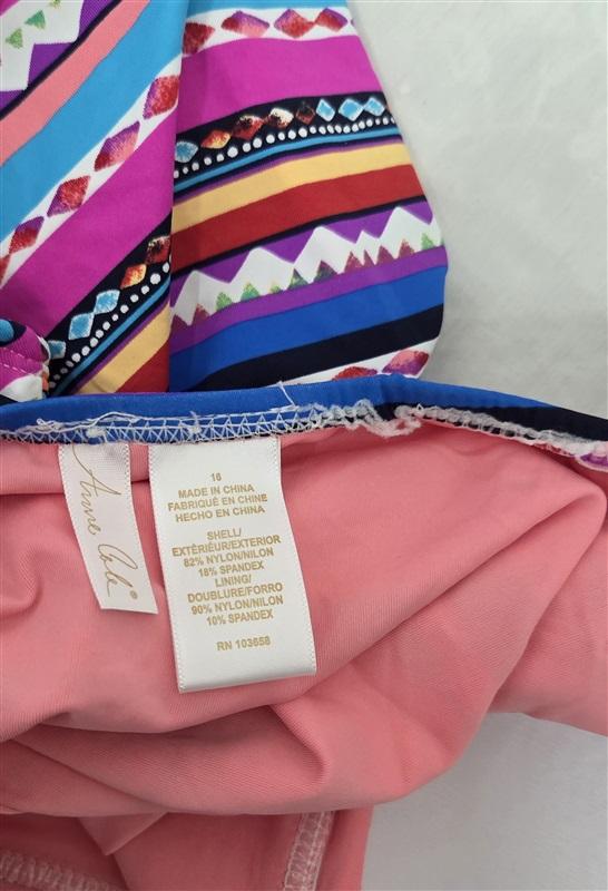 NWTd Anne Cole 16 Strapless Live In Color Twist Front Bandeau 1PC Stripe 130080