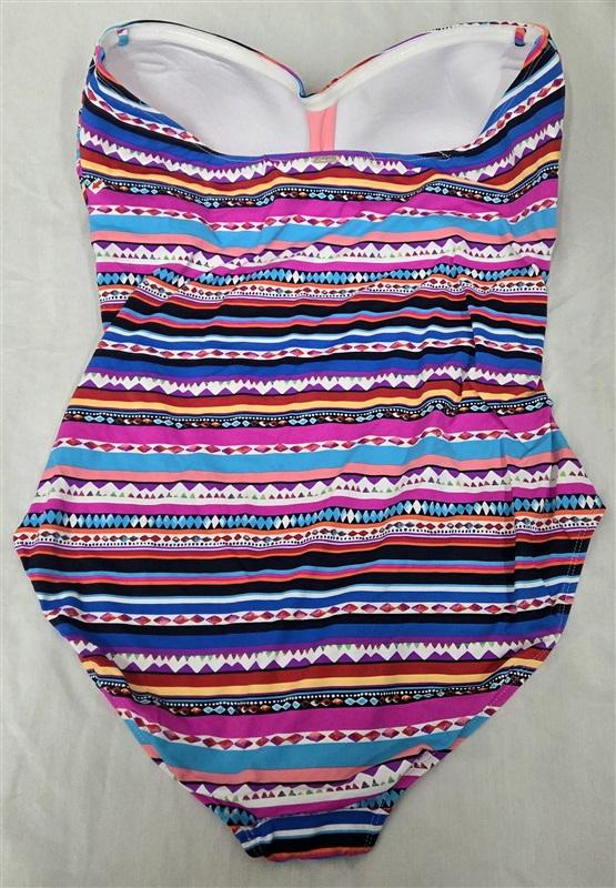 NWTd Anne Cole 16 Strapless Live In Color Twist Front Bandeau 1PC Stripe 130080