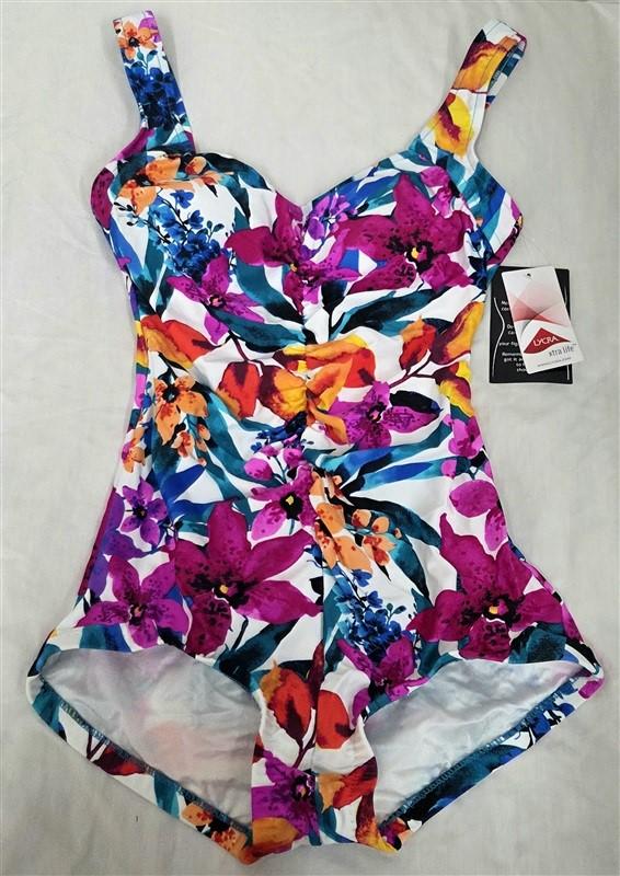 NWT Maxine Of Hollywood 8 Key West Shirred Front 1pc Swimsuit 130082