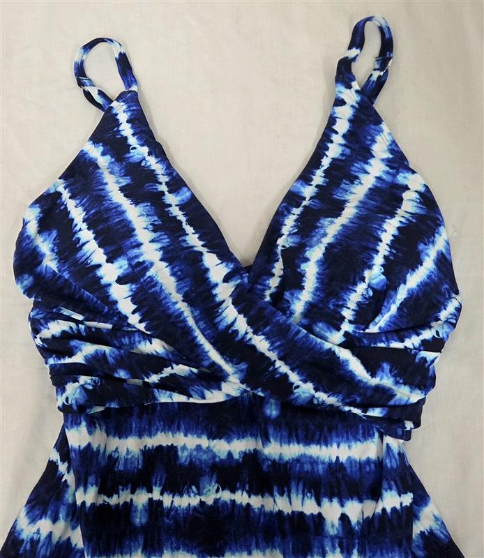 NWT Tommy Bahama 16 Pearl Tidestripe Bias Cut 1PC Swimsuit Navy 130084