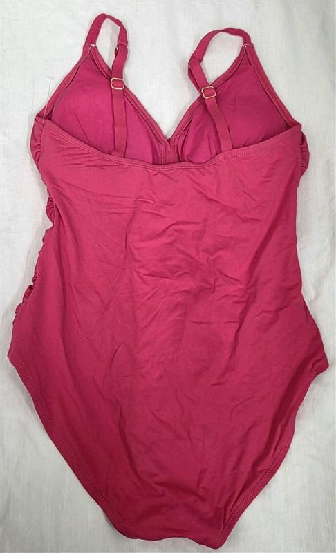 NWT Tommy Bahama 6 Pearl Over Shoulder Cross Front 1PC Swimsuit Red 130085