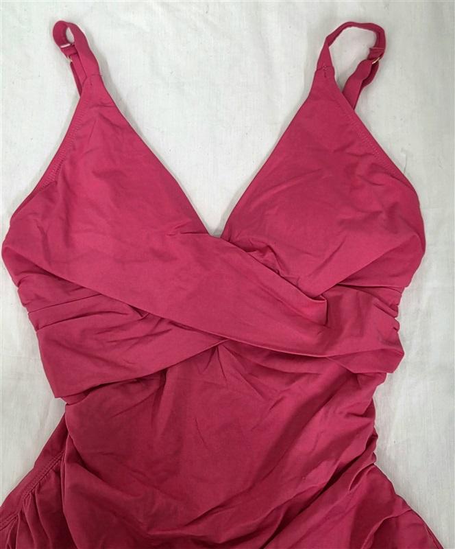 NWT Tommy Bahama 6 Pearl Over Shoulder Cross Front 1PC Swimsuit Red 130085