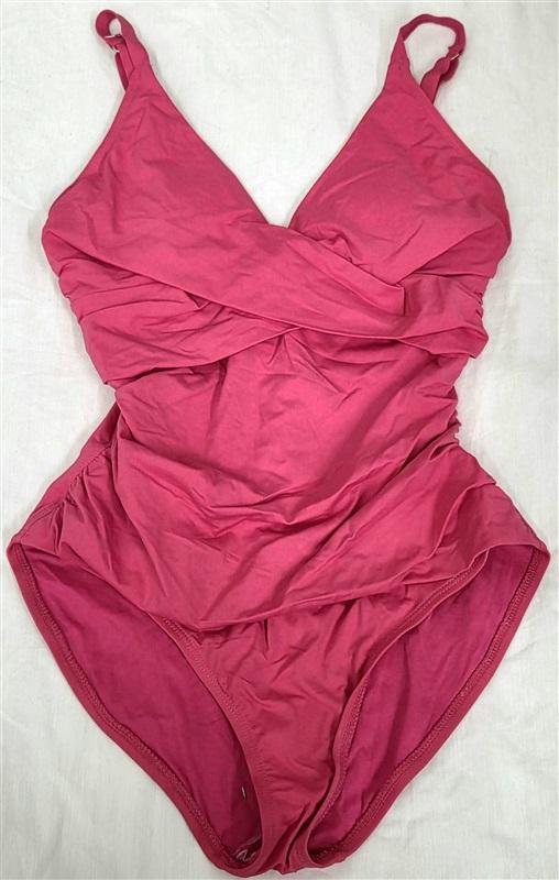 NWT Tommy Bahama 6 Pearl Over Shoulder Cross Front 1PC Swimsuit Red 130085