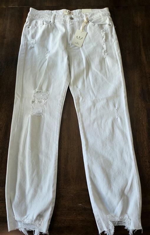 NWT LTJ Letter to Juliet jeans 30 Romeo Distressed White Denim Jeans 130092