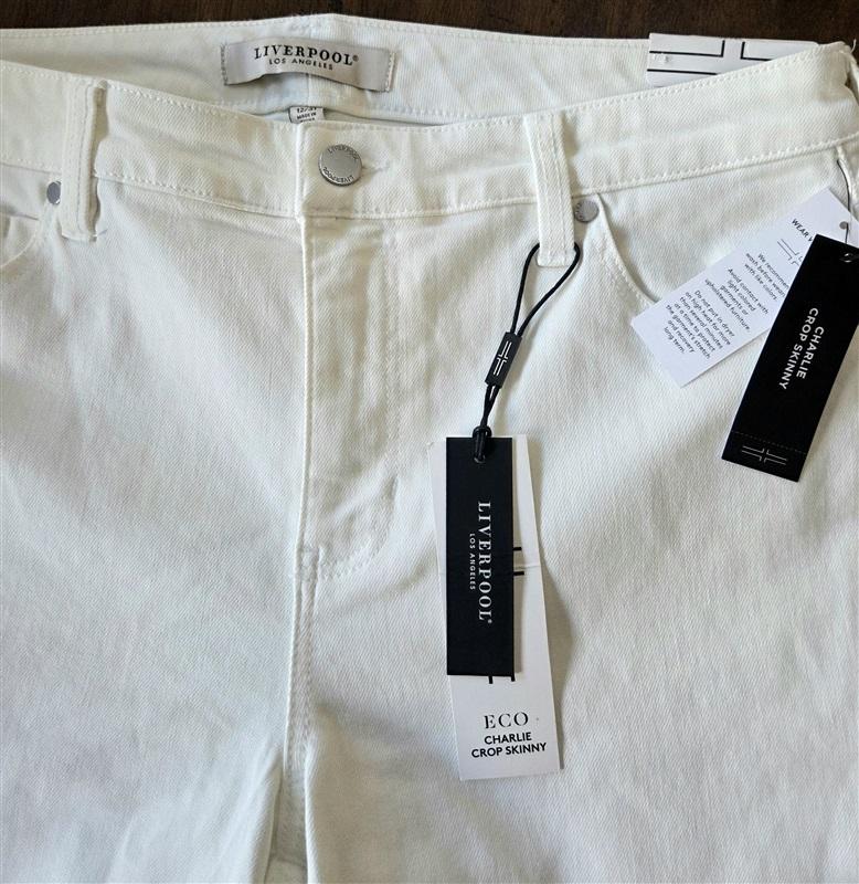 NWT Liverpool 12/31 CHARLIE CROP Skinny Jeans White 130093