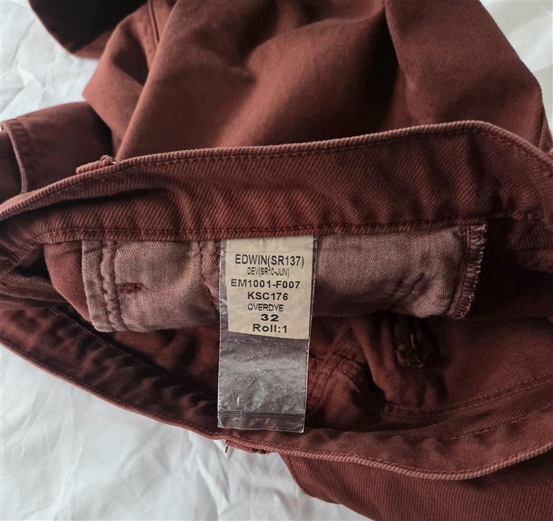 NWOT EDWIN 32 Overdyed Rust Brown Sample Developer Jeans 130100