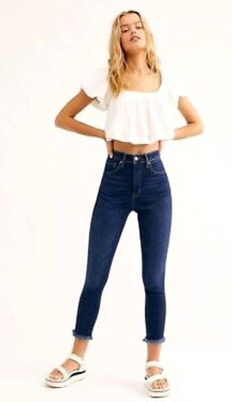 NWT We The Free 28 Raw High-Rise Jegging Jeans Sapphire Blue 130110