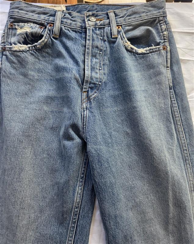 NWOT Re/Done 25 High Rise Ankle Crop Slim Skinny White Button Fly Jeans 130112