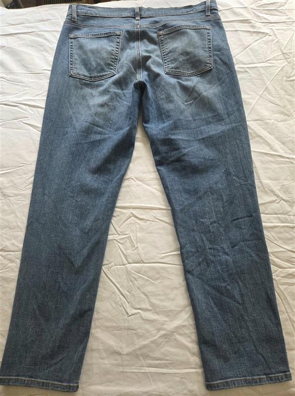 PO Eileen Fisher 10 Denim 5 pocket Distressed Organic Cotton Jeans Blue 130113
