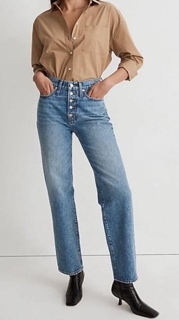 NWOTD Madewell 24P Perfect Vintage Straight Exposed Button Blue Jeans 130114