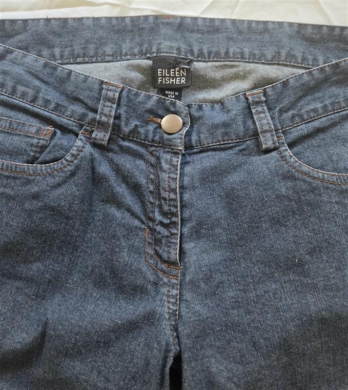 PO Eileen Fisher XS Denim 5 pocket Cropped Ankle Jeans 130115