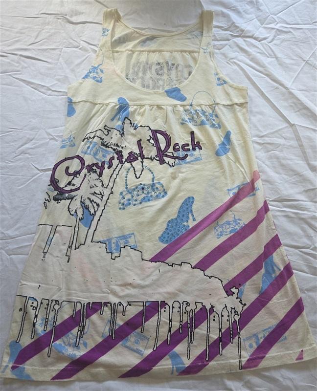 NWOT Crystal Rock Christian Audigier Y2K White Money Shoe Bag Tank Top 130118