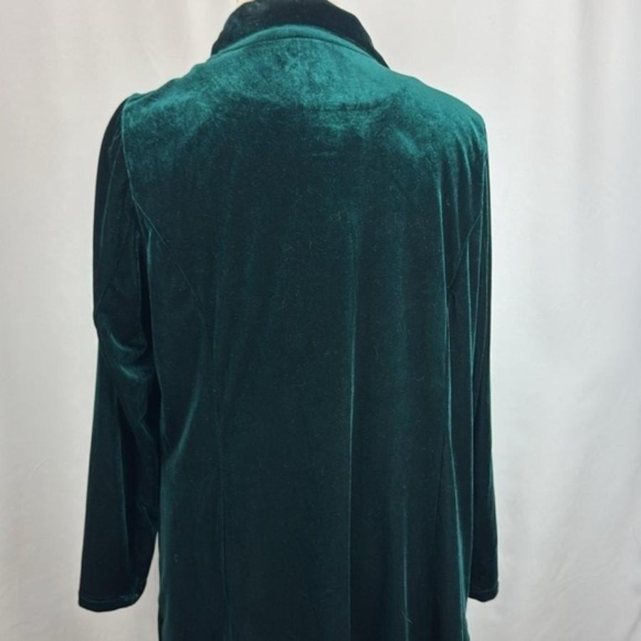 NWT Skies Are Blue XS Green Velvet Open Front Long Duster 130119