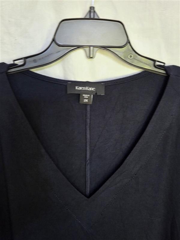 NWT Karen Kane 2X Navy Blue V Neck Fringe Tank Dress 130155