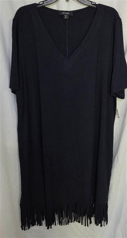 NWT Karen Kane 2X Navy Blue V Neck Fringe Tank Dress 130155