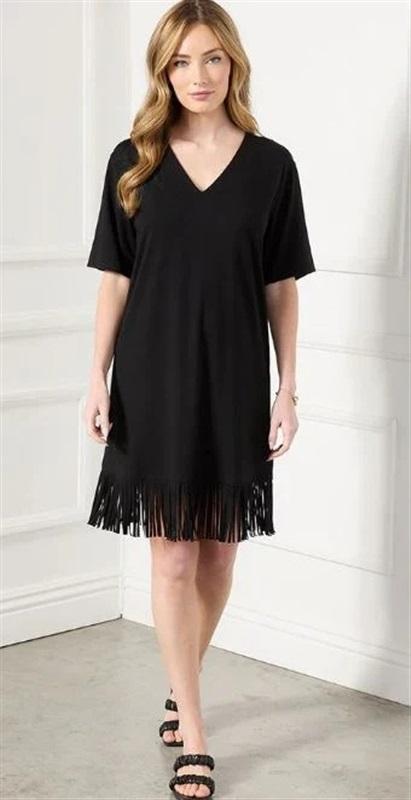 NWT Karen Kane 2X Navy Blue V Neck Fringe Tank Dress 130155