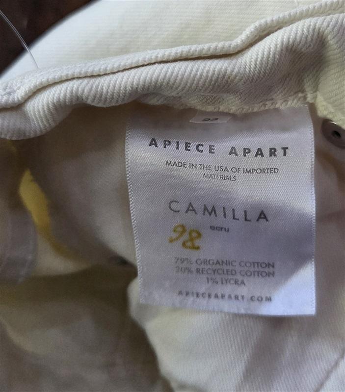 NWOT A Piece Apart 23 Camilla Jeans Ecru Denim 130156