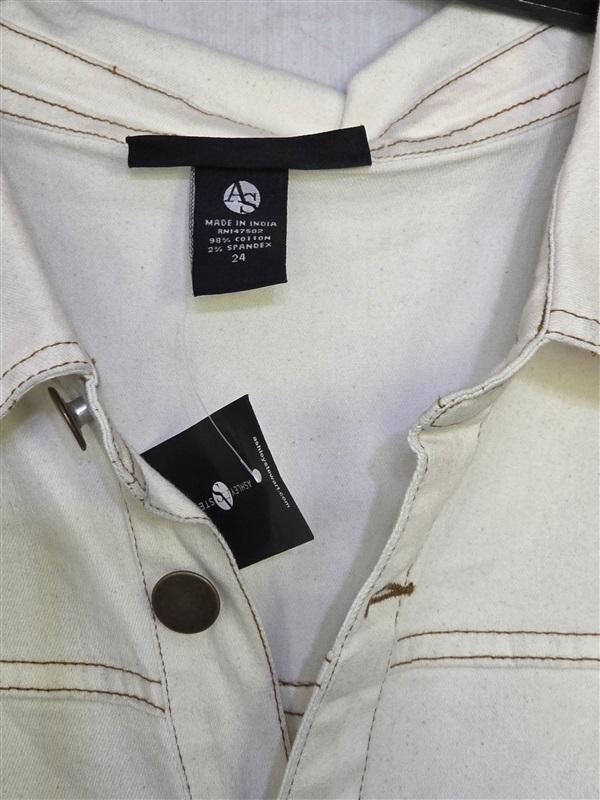 NWT Ashley Stewart 24 Denim Eggnog Ivory Denim Jumpsuit 130132