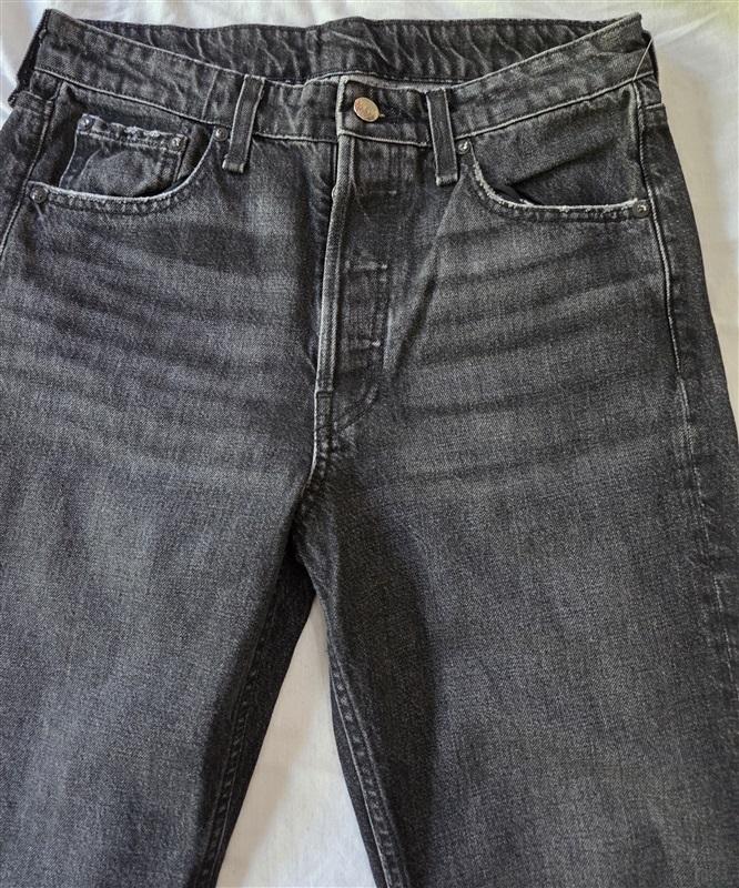 NWOT Rag & Bone High Rise Straight Leg Jeans Black Button Fly 130163