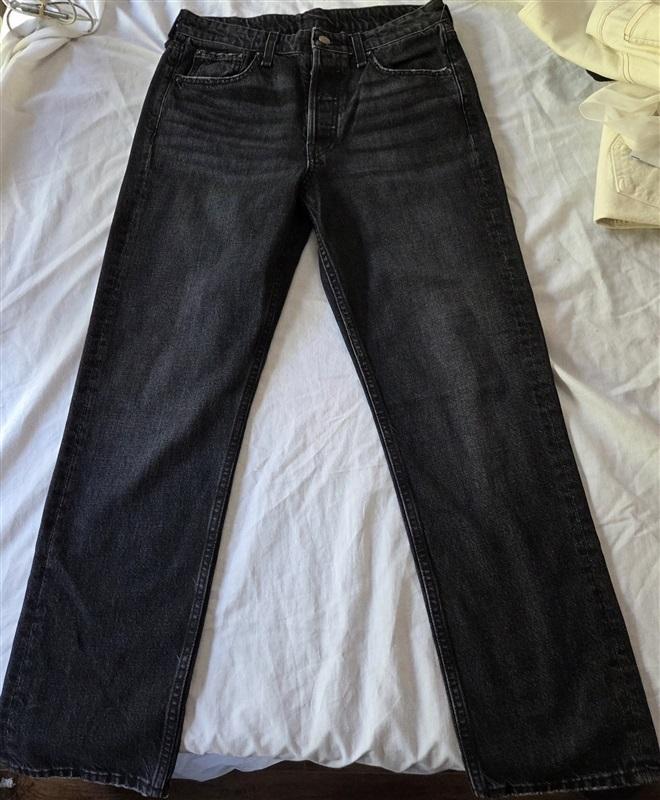 NWOT Rag & Bone High Rise Straight Leg Jeans Black Button Fly 130163