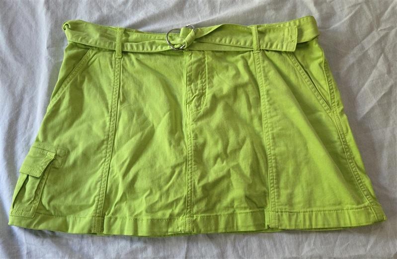 NWT Anthropologie Sanctuary 32 Lime Green Cargo Skort Belt 130165