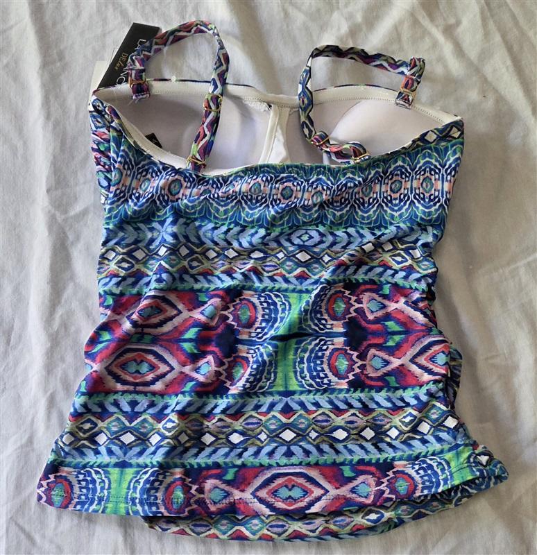 NWT La Blanca 34D Island Goddess Shirred Bandeau Tankini Swim Top 130166