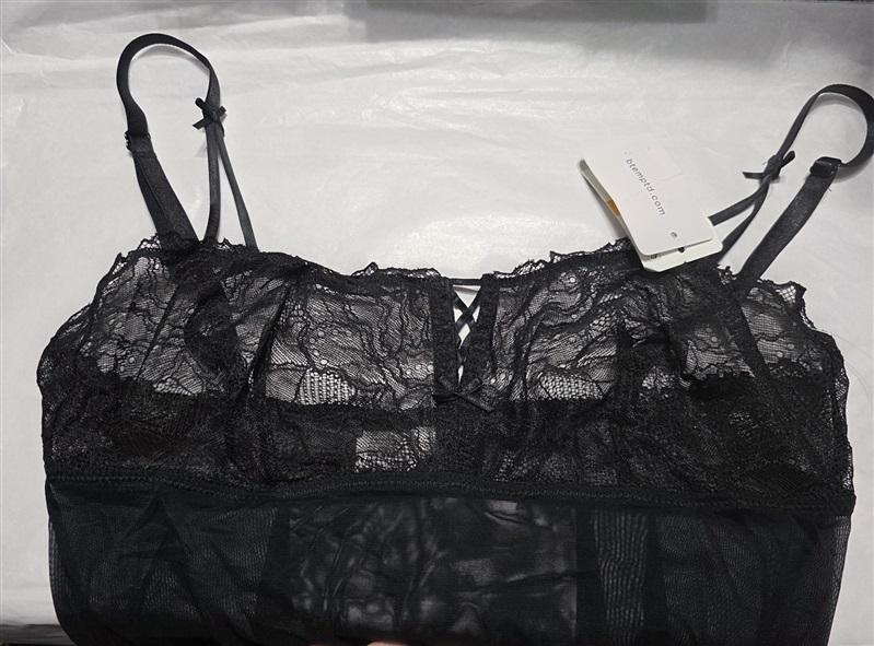 NWT B.Tempt'd S b.gorgeous Chemise 914236 Black Sheer Lace Baby Doll 130191