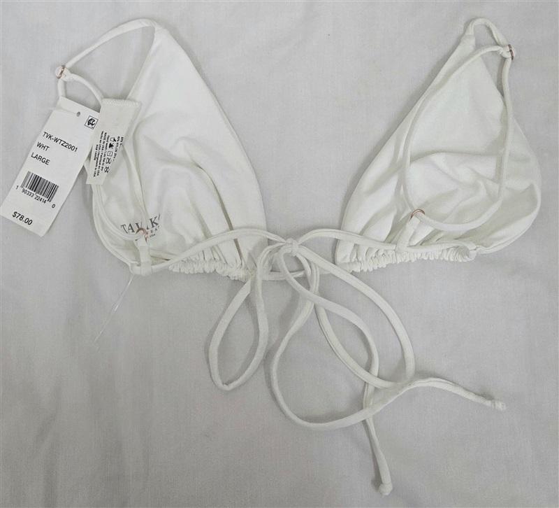 NWT Tavik L String Adjustable Triangle Bikini White Swim Top 130218