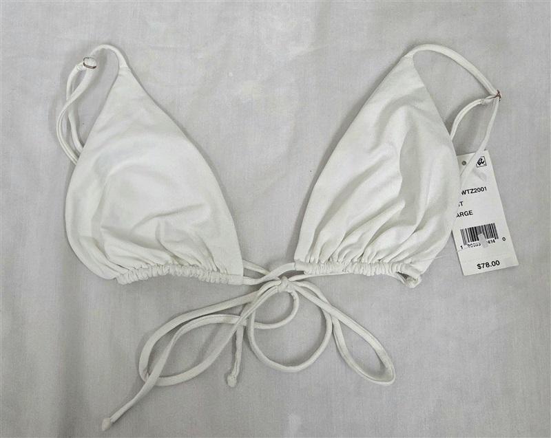 NWT Tavik L String Adjustable Triangle Bikini White Swim Top 130218