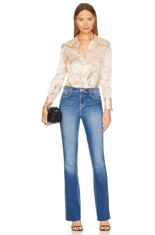 NWOT l'Agence 32 Ruth High Rise Straight Gold Chain Jeans 130220