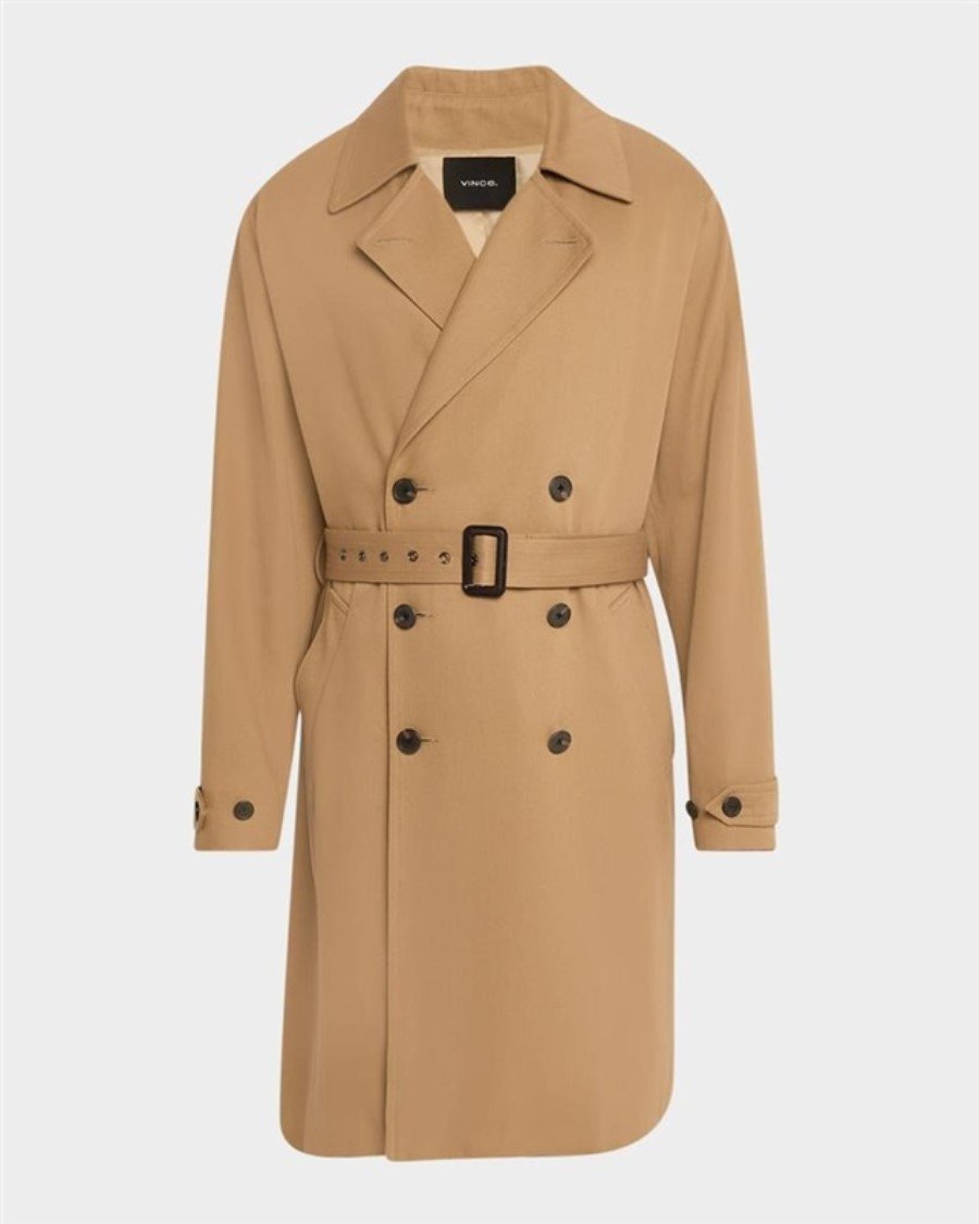 NWOTD Vince L Men's Italian Cotton Double-Breasted Trench Coat 130221