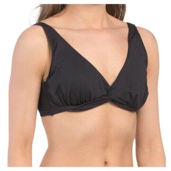 NWOT Tommy Bahama S Pearl Underwire Twist Front Bikini Top Swim Black 130225