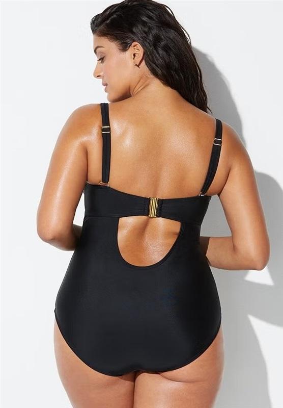 NWT Swimsuits For All 14 Ruched Underwire 1PC Swimsuit Floral Black 130226