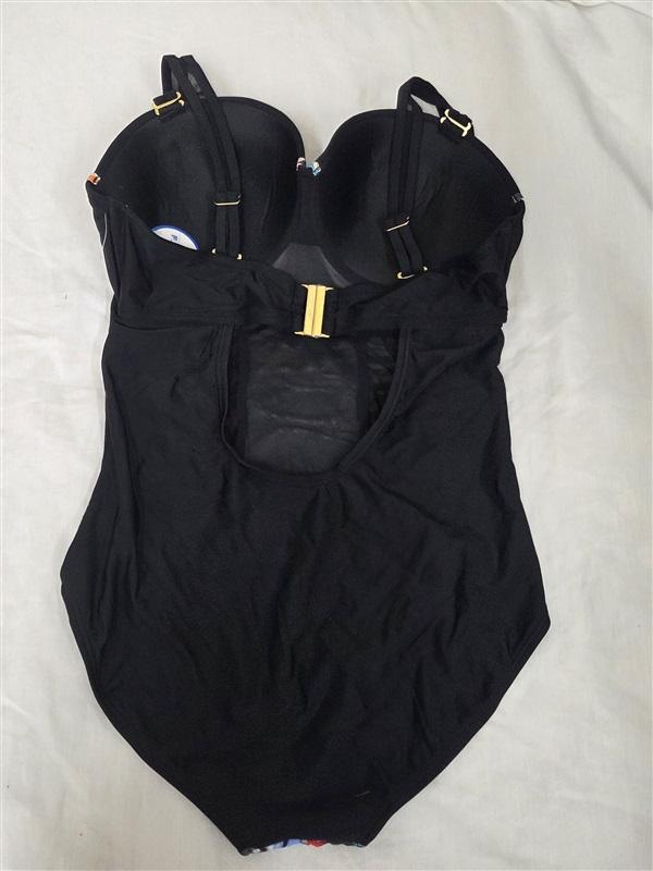 NWT Swimsuits For All 14 Ruched Underwire 1PC Swimsuit Floral Black 130226