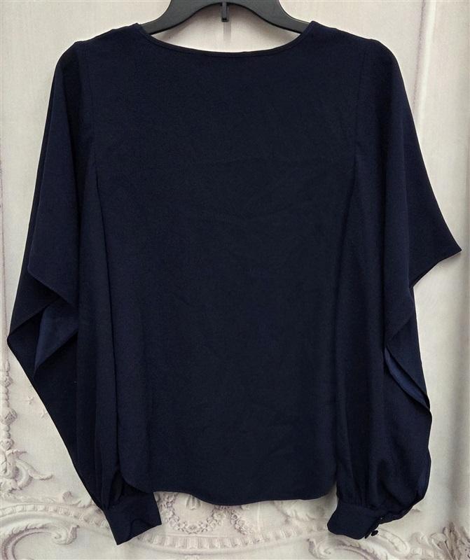 NWT Trina Turk XS Scoop Neck Rejoice Drape Sleeve Blouse Top Blue 130235