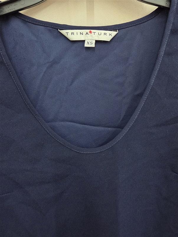 NWT Trina Turk XS Scoop Neck Rejoice Drape Sleeve Blouse Top Blue 130235