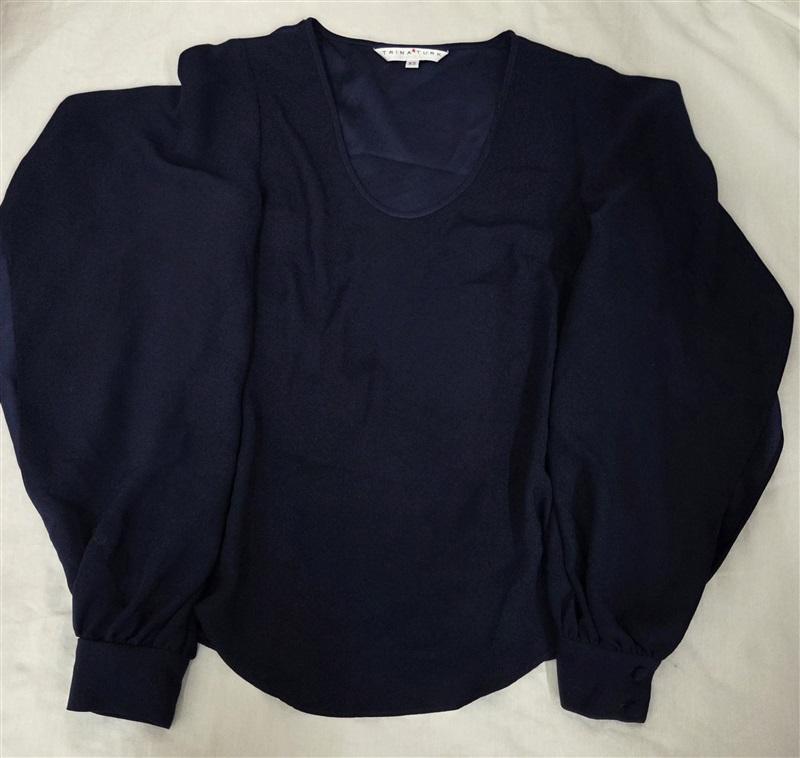 NWT Trina Turk XS Scoop Neck Rejoice Drape Sleeve Blouse Top Blue 130235