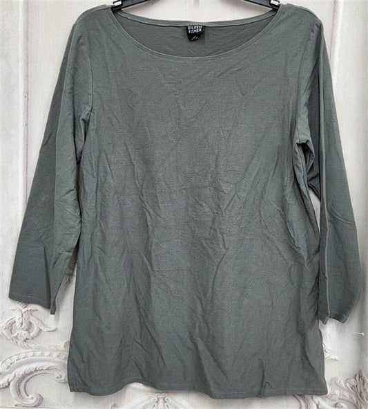 NWOT Eileen Fisher S Olive Green Stretch Tunic 130239