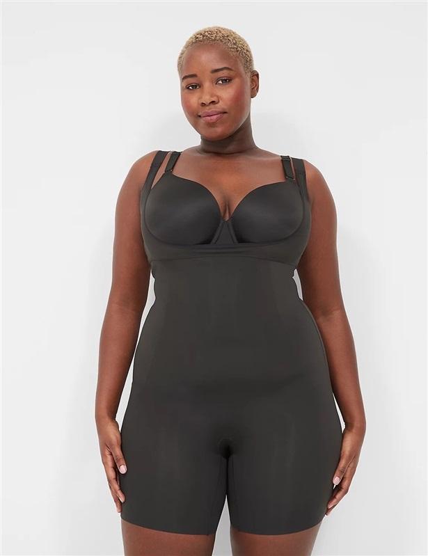 NWOT Cacique 18/20 Open Bust Thigh Shaper Black 130240